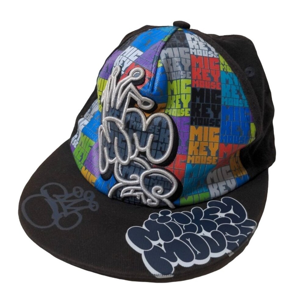 Disney Parks Hat Adult OS Mickey‎ Mouse Graffiti Streetwear Baseball Cap Y2K